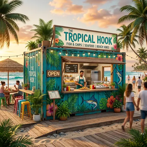 Modern Fish and Chip Shop in a Shipping Container