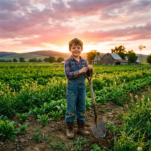A Child in Farmer's Clothing: Embracing Nature's Beauty