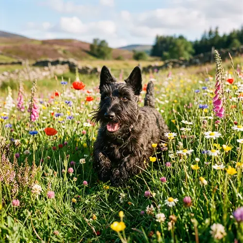 Celebrate with a Scottish Terrier & Flowers