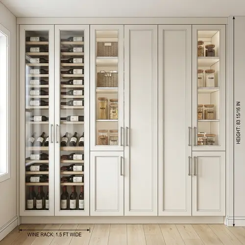 Elegant 3D Pantry Design with Wine Rack