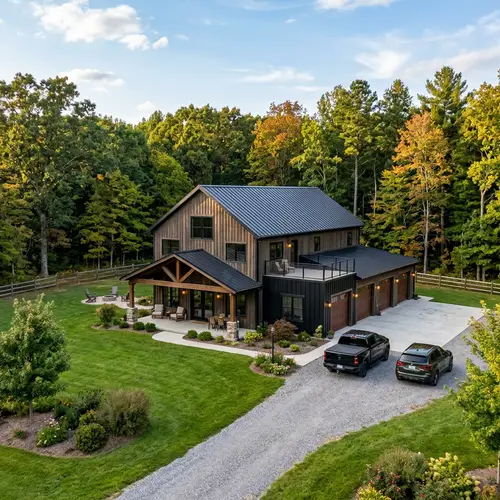 Modern Barndominium: 2000 Sqft with 4-Car Garage