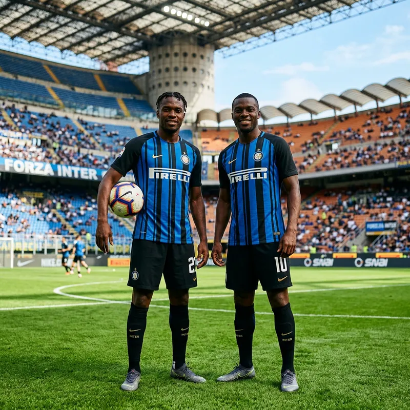 Black Men in Inter Milan Kit: Ready for the Game Black Men in Inter Milan Kit: Ready for the Game