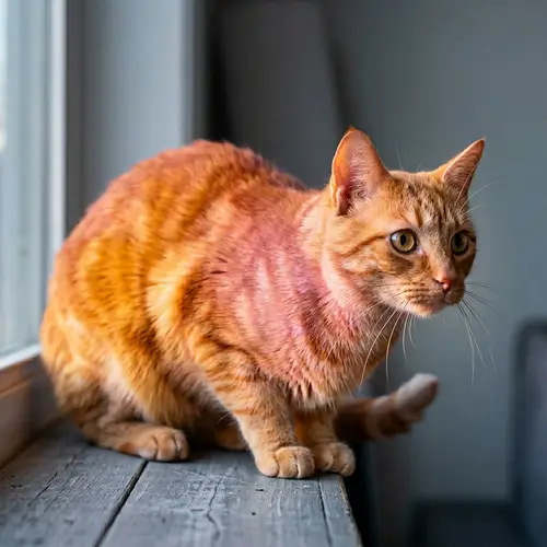 Colorful Sunrise-Inspired Domestic Cat Portrait