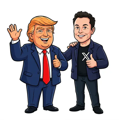 Cartoon of Donald Trump and Elon Musk