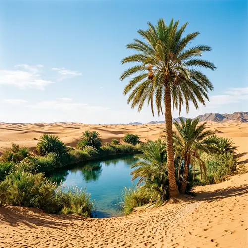 Palm Tree Oasis in the Desert: A Serene Escape