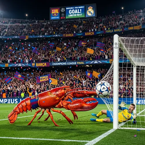 Lobster Scores Goal in Champions League Final