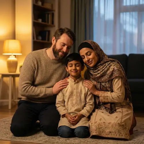 Heartwarming Family Prayer Moment in Soft Light