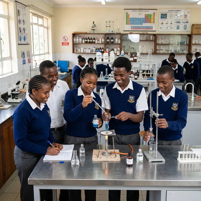African Students in Laboratory Attire African Students in Laboratory Attire