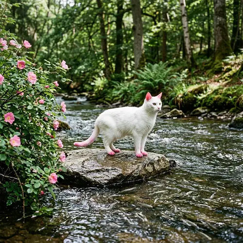 Graceful White Cat with Pink Accents | Warriors