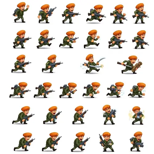 Funny Soldier Sprite Sheets with Smooth Animations