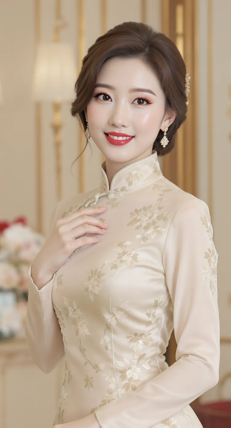Elegant Chinese Woman in Traditional Qipao