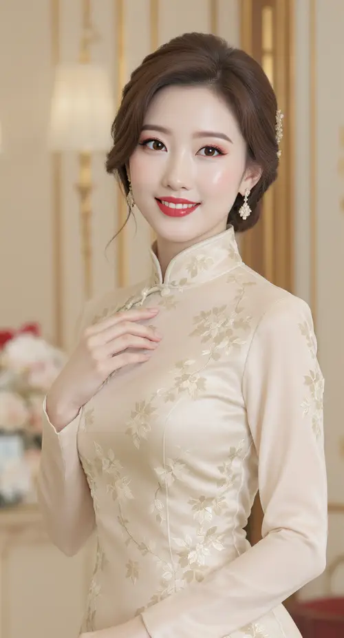 Elegant Chinese Woman in Traditional Qipao