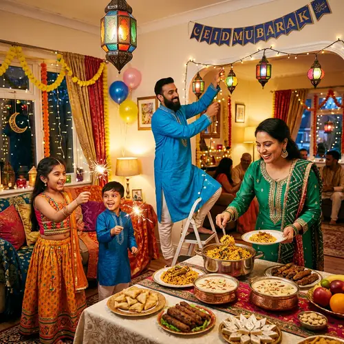 Vibrant Eid Celebration: South Asian Family Festivities