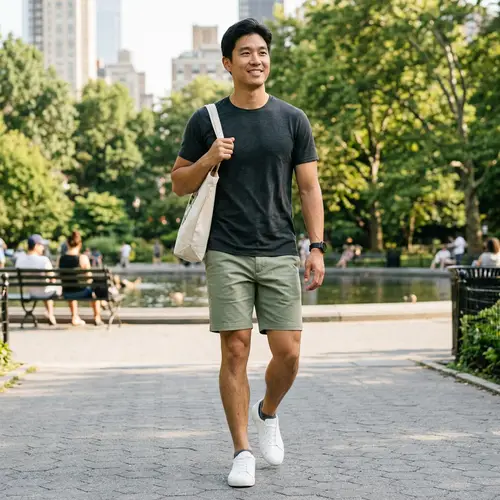 Buff Asian Man in Casual Shorts | Fitness Style