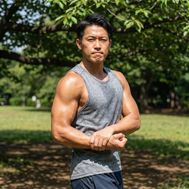 Buff Asian Man: Strength and Determination