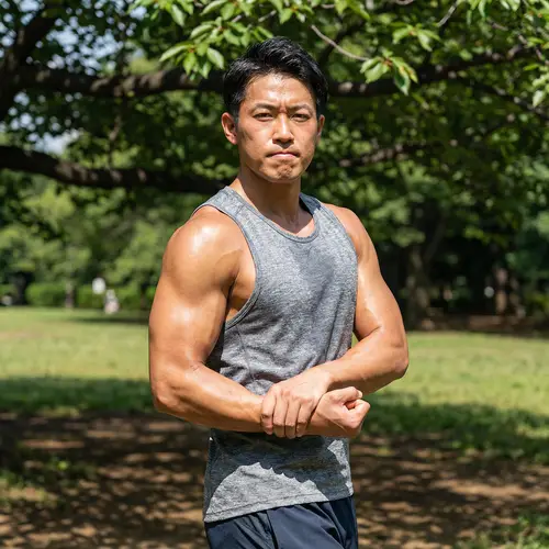 Buff Asian Man: Strength and Determination