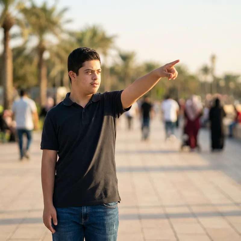 Confident Teen with Down Syndrome Pointing Out