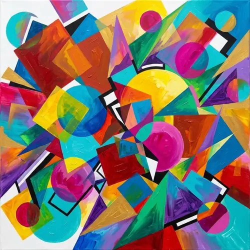 Colorful Abstract Art, Geometric Shapes | Vibrant Artwork