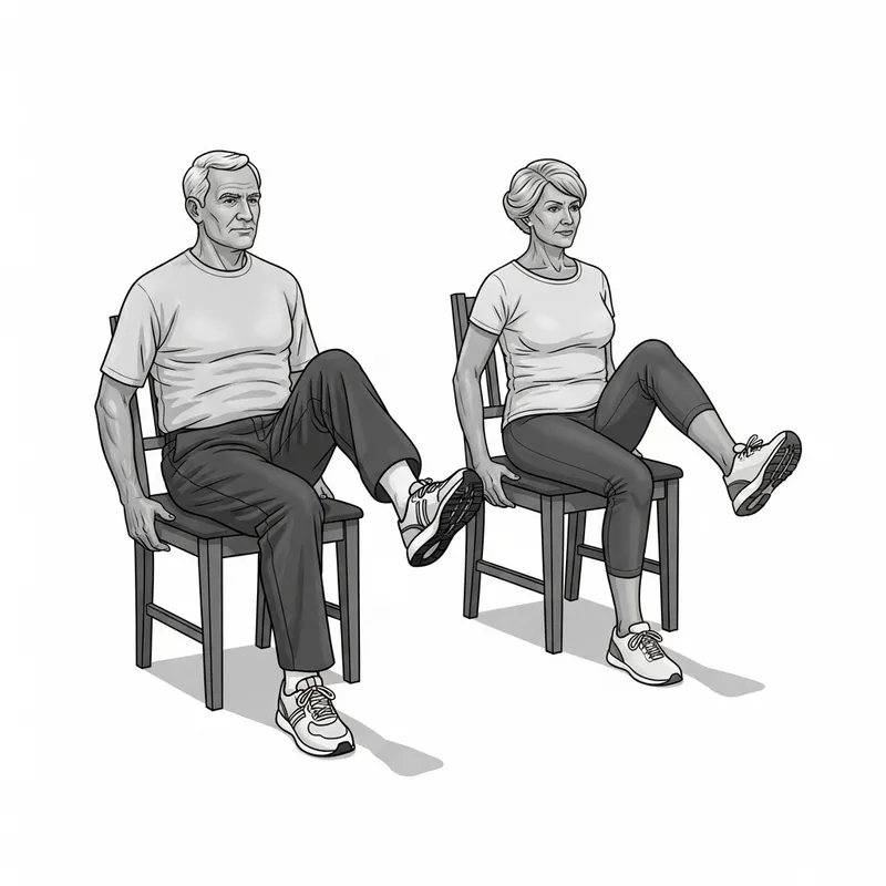 Chair Knee-Raise Exercise for Seniors - Illustrated Guide