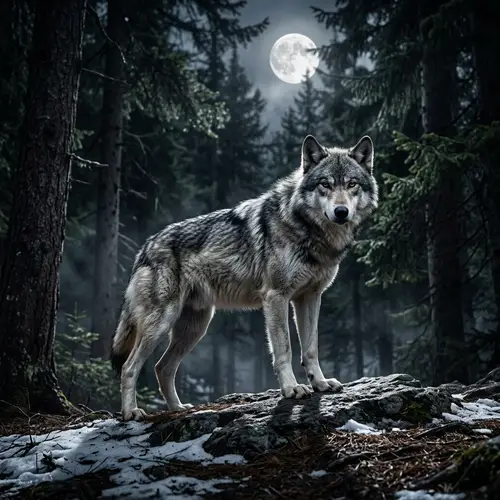 Muscular Wolf in Athletic Pose - Strength and Energy Displayed