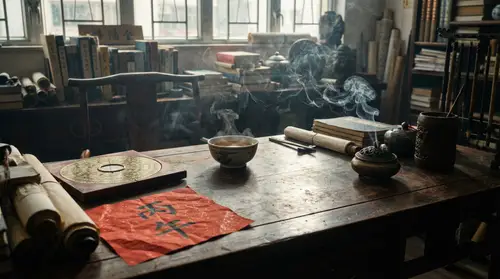 Mystical Feng Shui Master's Desk in Hong Kong