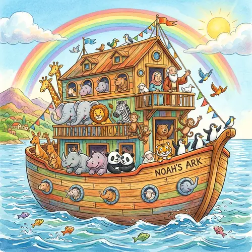 Charming Noah's Ark Illustration for Kids