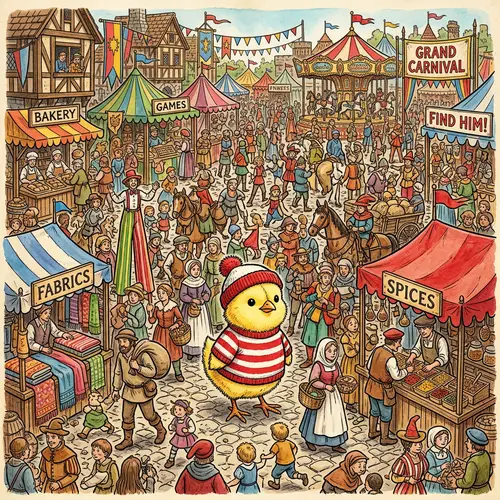 Where's Waldo-Inspired Baby Chicken Character