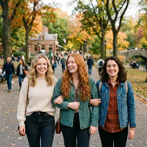 Three Friends: Blonde, Copper, and Brunette Hair