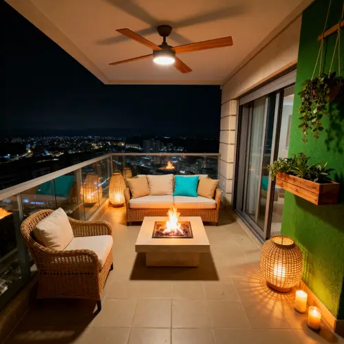 Charming Mediterranean Balcony at Night