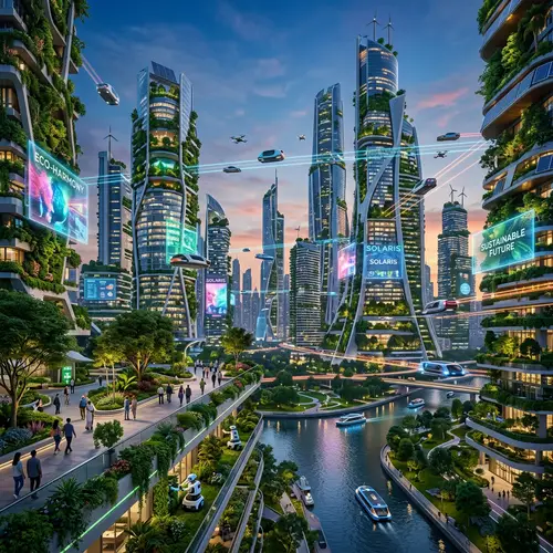 Futuristic Nature-Driven City: Harmony of Tech & Earth