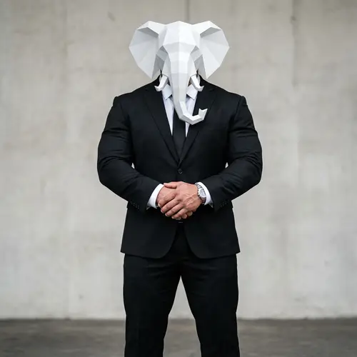 Unique Low-Poly Elephant Bodybuilder Logo Design