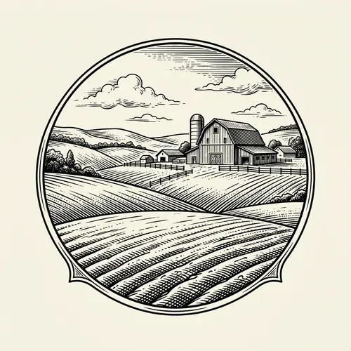 Vintage Farm Landscape T-Shirt Design