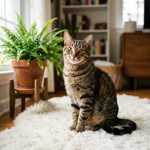 Graceful Brown Tabby Cat with Distinctive Stripes