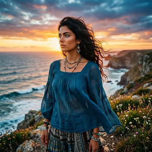 Captivating Gypsy Woman with Enchanting Eyes and Fiery Gaze