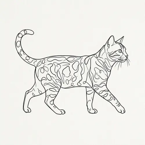 Minimalist Bengal Cat Line Drawing