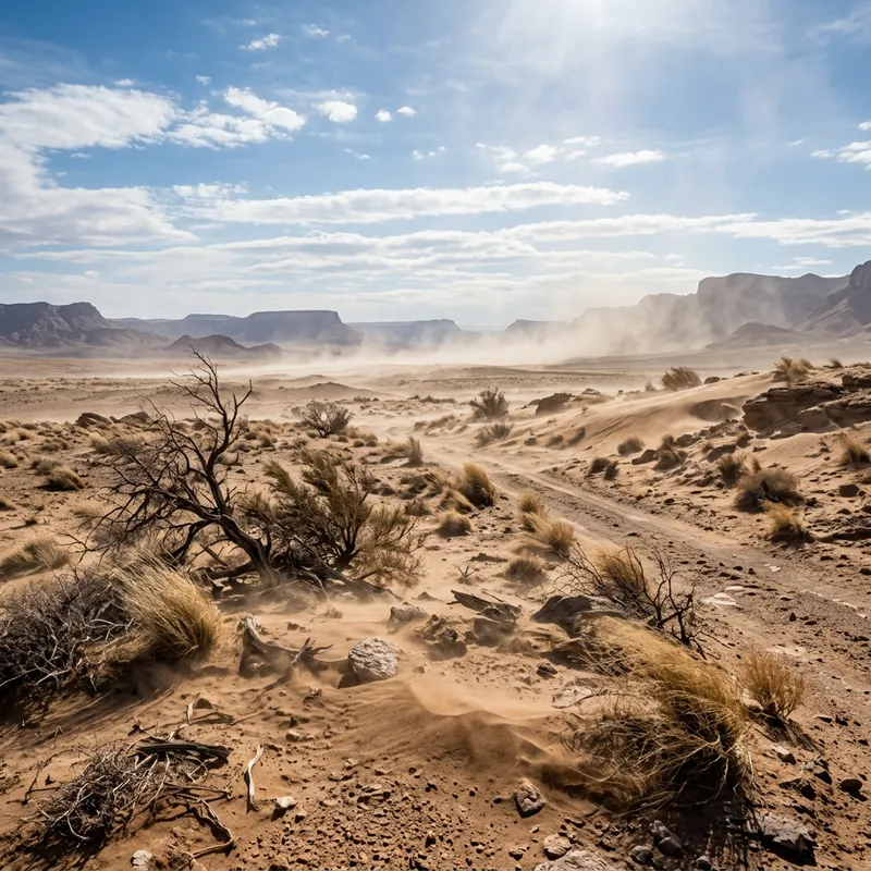 Dry Wind Across Sunny Wasteland Scene