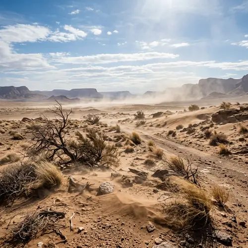 Dry Wind Blowing Across Sunny Wasteland
