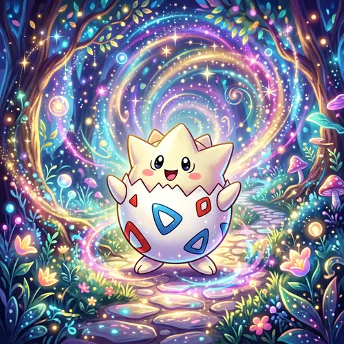 Vibrant Pokémon Togepi in Enchanting Animated Background