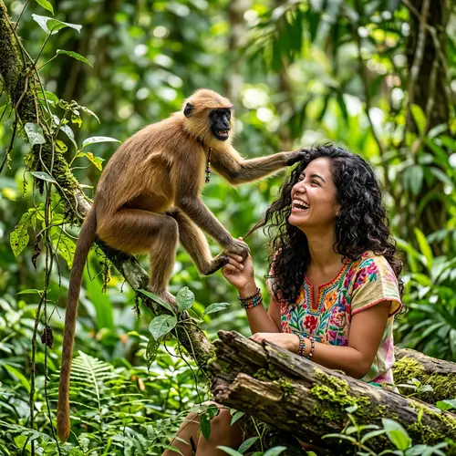 Playful Monkey and Companion in Vibrant Jungle Setting