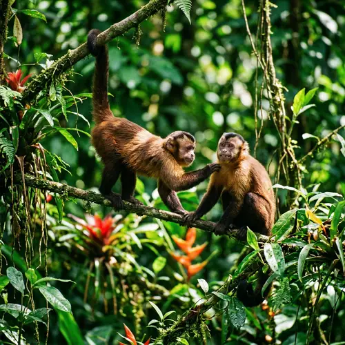 Playful Monkeys in a Vibrant Jungle Scene