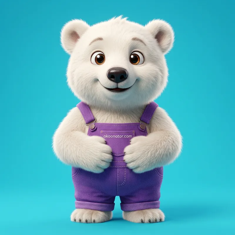 Joyful Polar Bear Cub Mascot | Akonator Joyful Polar Bear Cub Mascot | Akonator