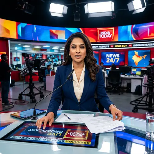 Professional Indian News Anchor: Confidence & Style