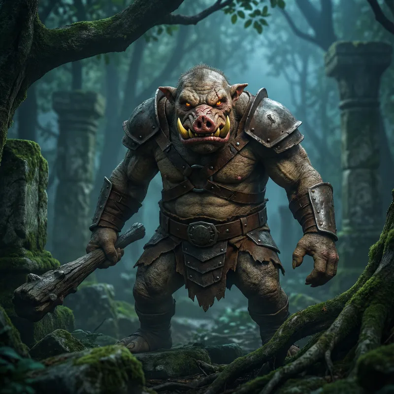 Hyper-Realistic Moblin from Zelda in Misty Forest