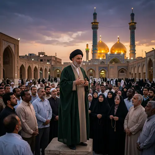 Charismatic Religious Figure in Karbala | Ancient Cityscape