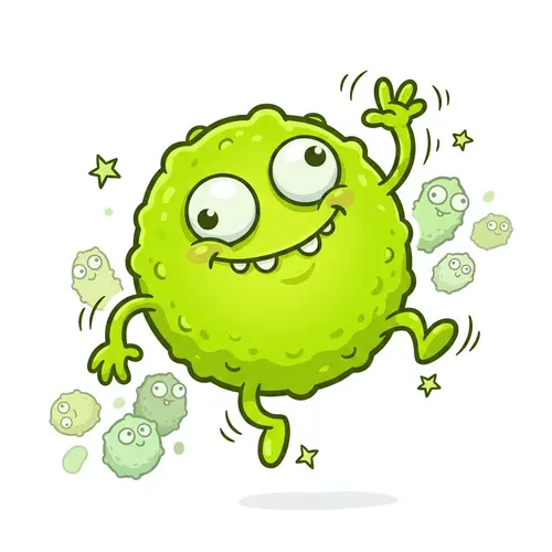 Comical Infectious Bacterium Cartoon | Vibrant Green Character