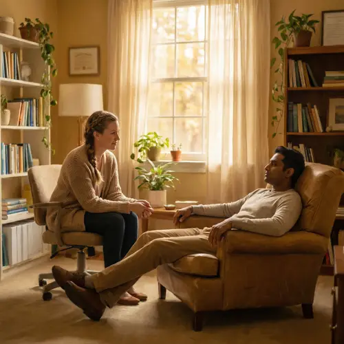 Serene Office Scene: Clinical Psychology Interaction