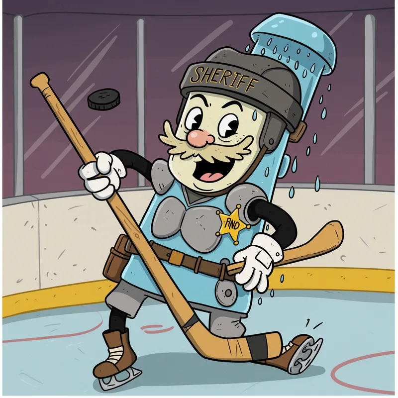 Playful Shower Sheriff: Hockey Fun in a Cartoon Style