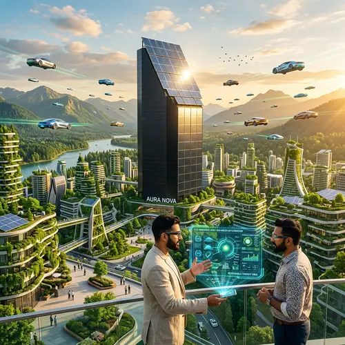 Futuristic Green Technology Cityscape - Renewable Energy Innovations