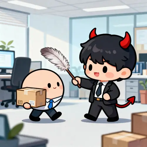 Cute Chibi Devil Boss Encouraging a Worker