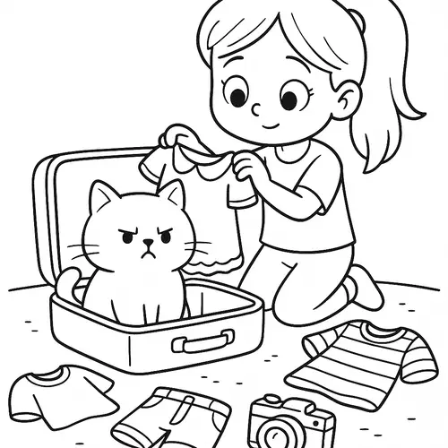 Cute Cat Coloring Page for Kids